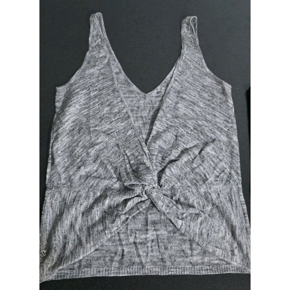 2pc Lululemon Mix & Mingle Tank Heathered Gray Black Woman 4 Yoga Linen Blend - Picture 9 of 12